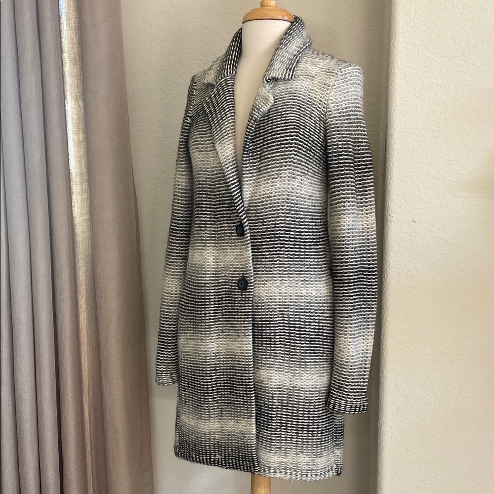 Stylish Lucky Brand Black and Gray Women's Sweater Coat